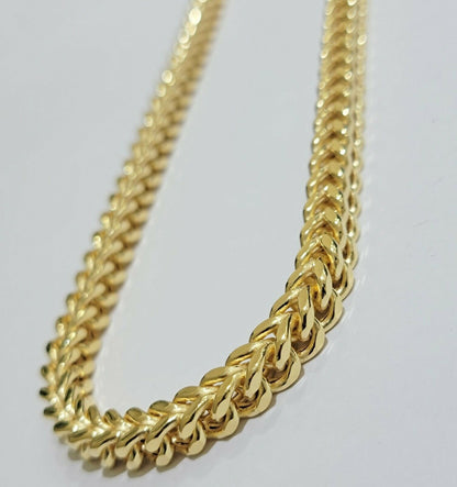 Real 10k Gold Franco Chain 7mm Necklace 22" Inch 10kt Thick & Strong For Men's - Reva Jeweler