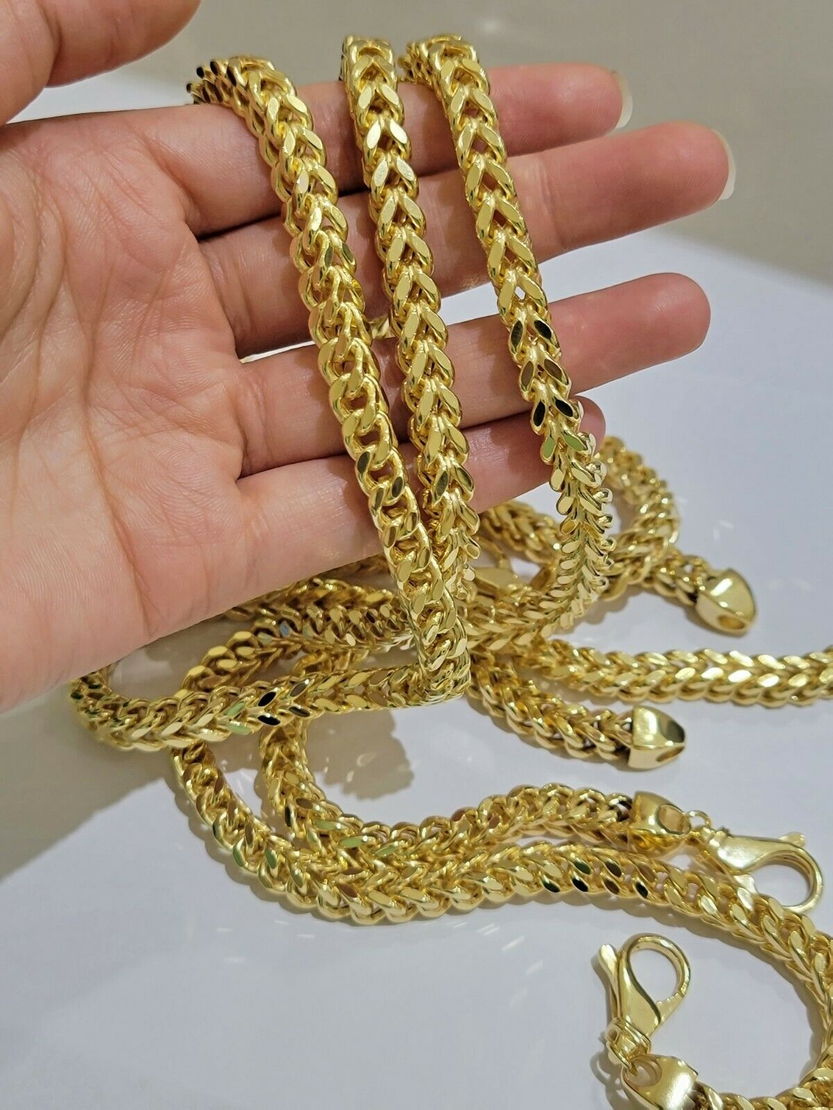 Real 10k Gold Franco Chain 7mm Necklace 22" Inch 10kt Thick & Strong For Men's - Reva Jeweler