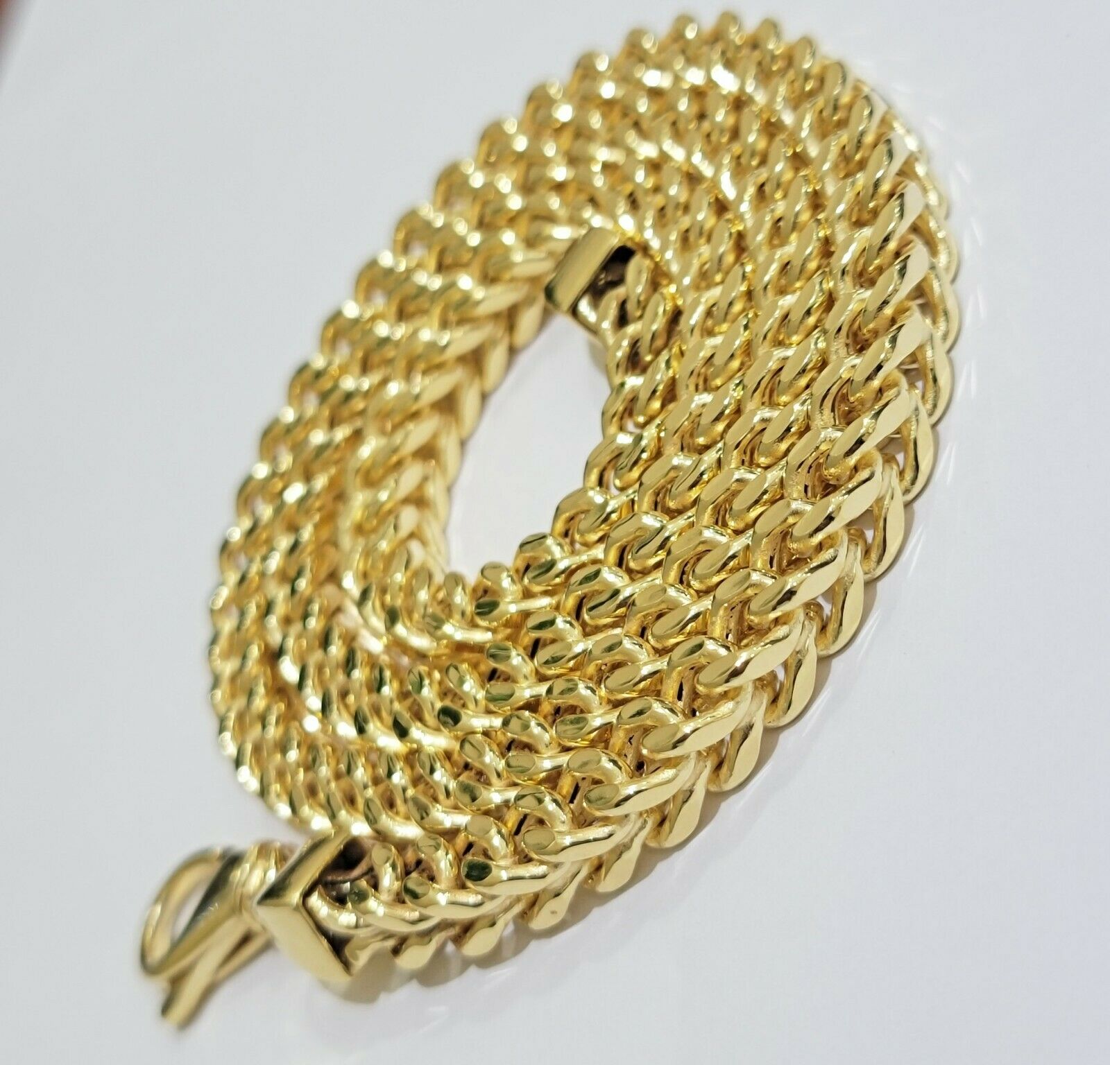 Real 10k Gold Franco Chain 7mm Necklace 22" Inch 10kt Thick & Strong For Men's - Reva Jeweler