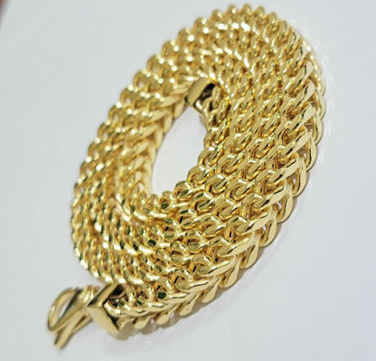 Real 10k Gold Franco Chain 7mm Necklace 24" Inch 10kt Thick & Strong For Men's - Reva Jeweler