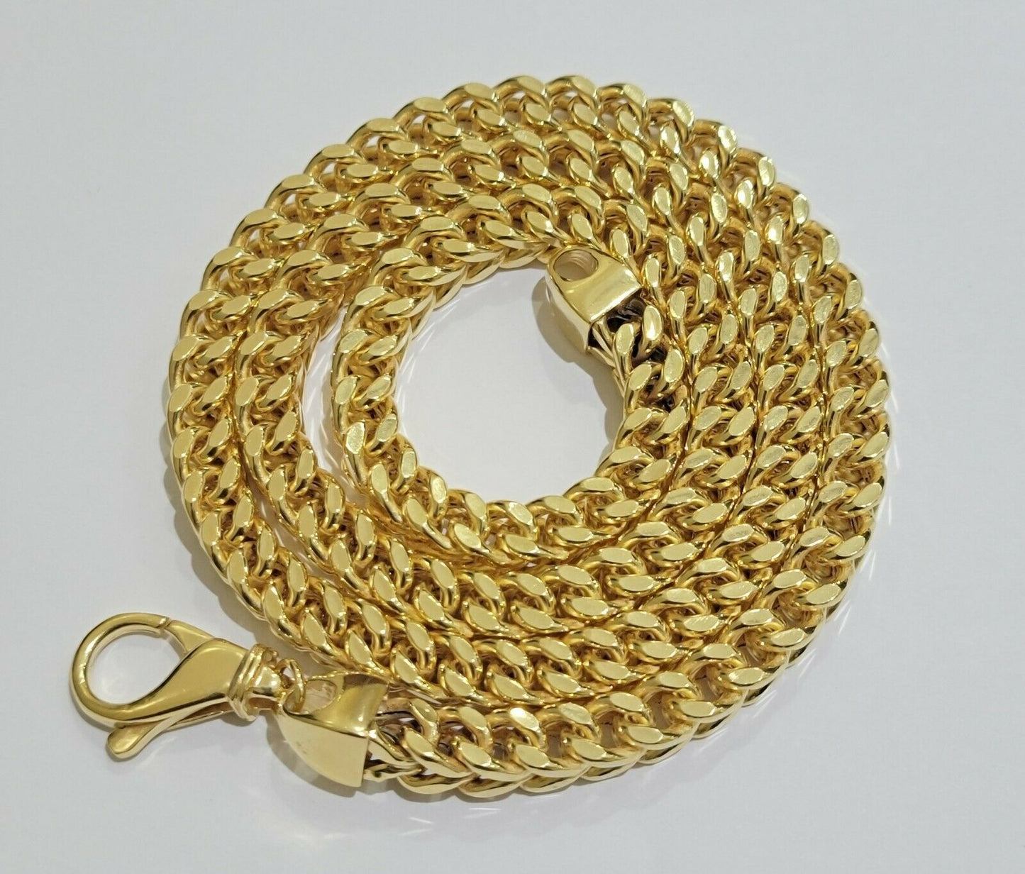 Real 10k Gold Franco Chain 7mm Necklace 24" Inch 10kt Thick & Strong For Men's - Reva Jeweler