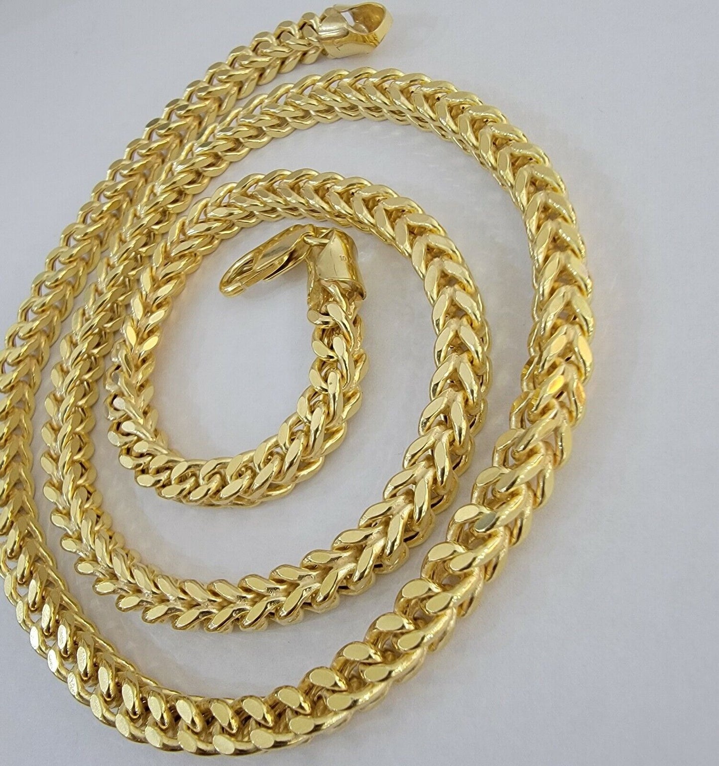 Real 10k Gold Franco Chain 7mm Necklace 26" Inch 10kt Thick & Strong For Men's - Reva Jeweler
