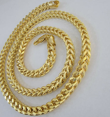 Real 10k Gold Franco Chain 7mm Necklace 26" Inch 10kt Thick & Strong For Men's - Reva Jeweler