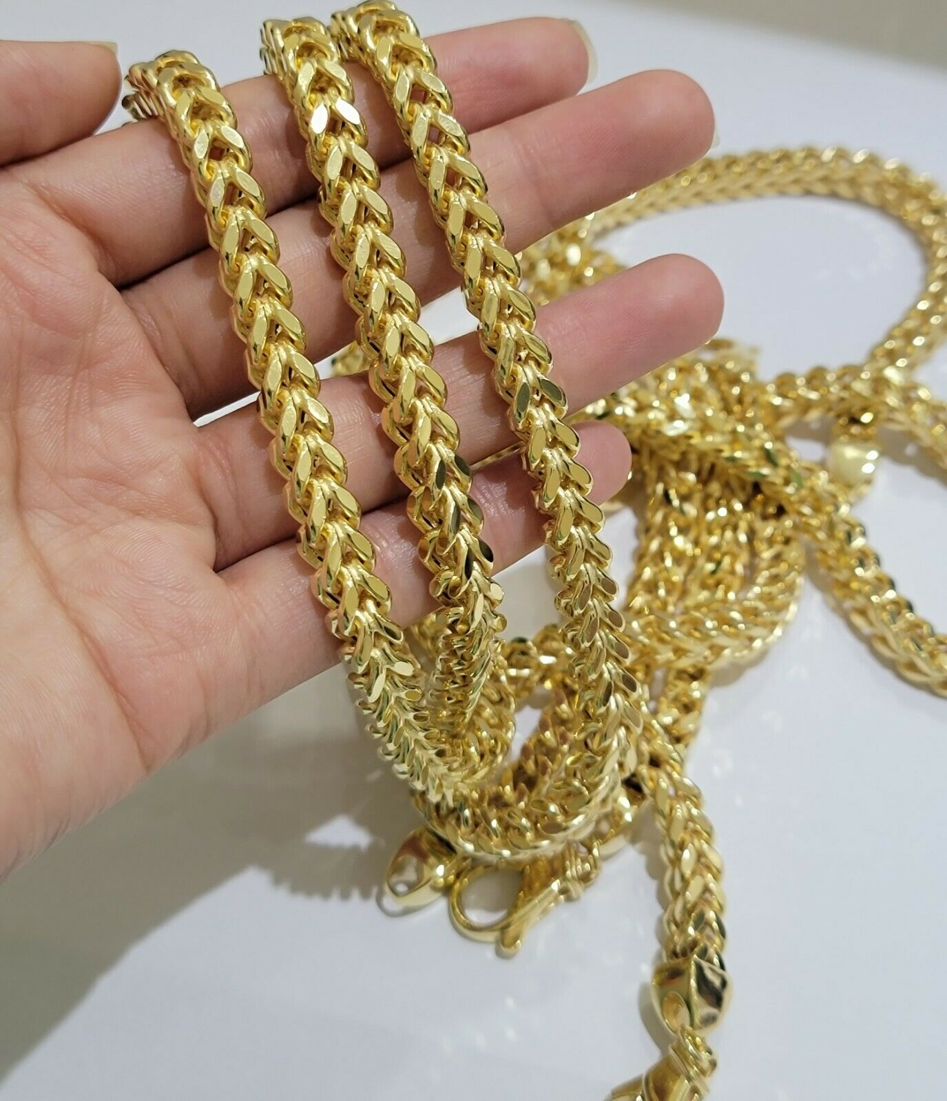 Real 10k Gold Franco Chain 7mm Necklace 26" Inch 10kt Thick & Strong For Men's - Reva Jeweler