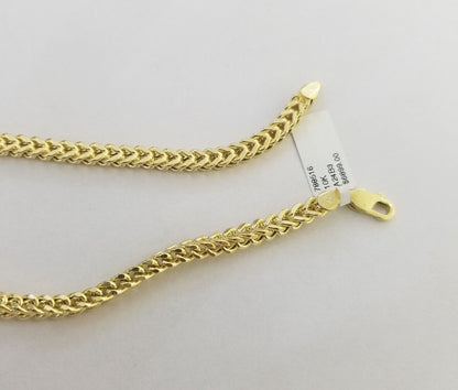 Real 10k Gold Franco chain & Cross Charm 10kt Pendant Necklace 24" 4mm SET - Reva Jeweler