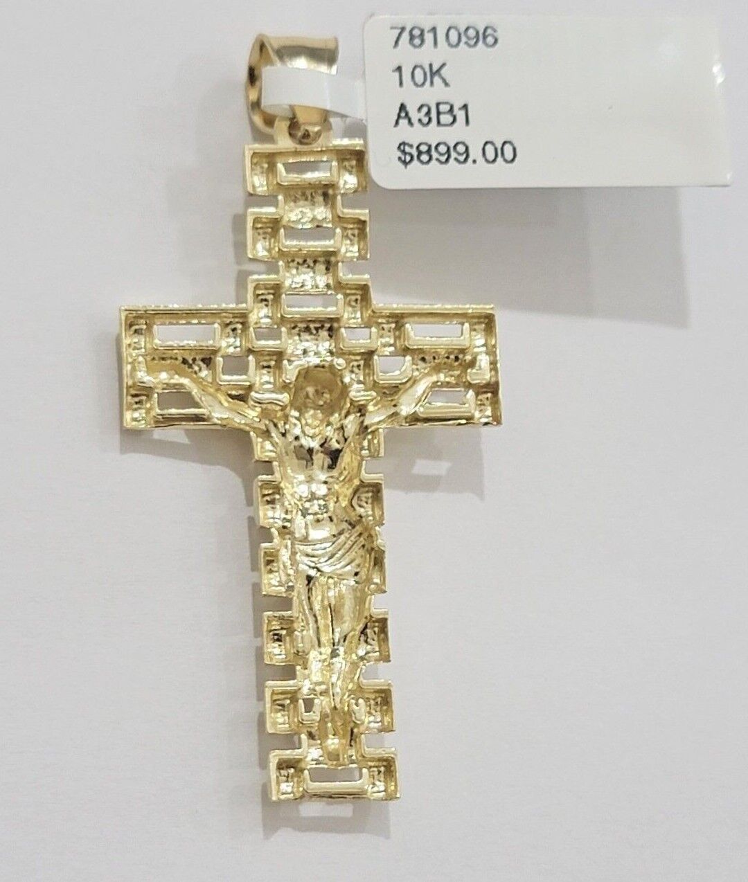 Real 10k Gold Franco chain & Jesus Cross Charm pendant , 3mm Necklace ,Men Women - Reva Jeweler
