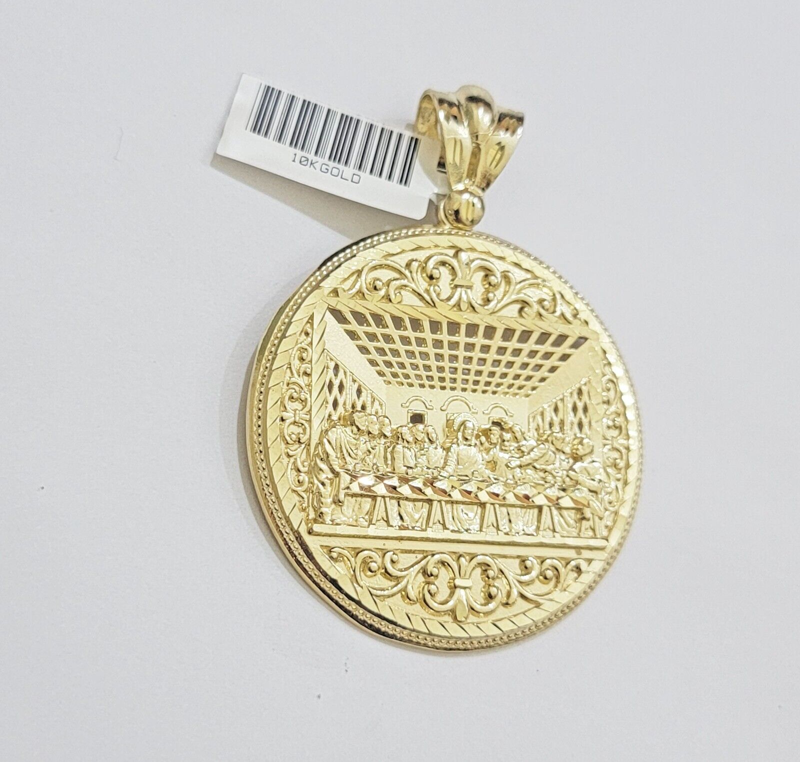 REAL 10k Gold Franco Chain Last Supper Pendant SET Necklace 20" - 26 Inch - Reva Jeweler