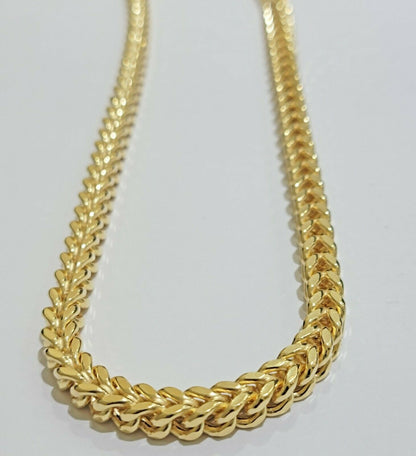 Real 10K Gold Franco Chain Men's Necklace 24" Necklace 7mm Thick, 10 KT STRONG - Reva Jeweler