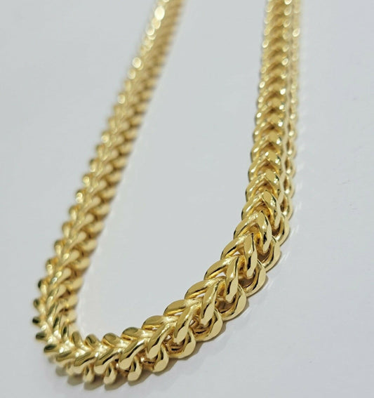 Real 10K Gold Franco Chain Men's Necklace 30" Necklace 7mm Thick, 10 KT STRONG - Reva Jeweler