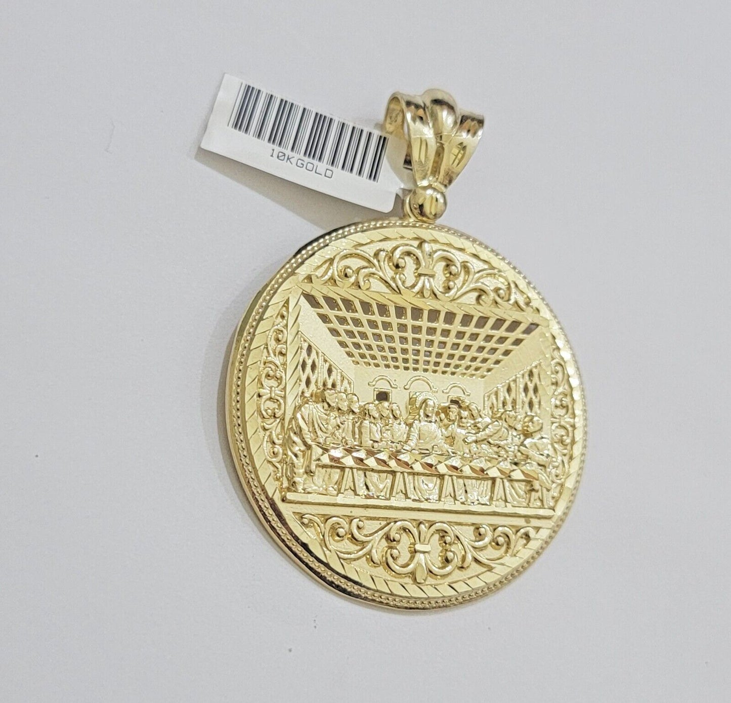 REAL 10k Gold Franco Chain Necklace 24 Inch Last Supper Pendant SET 10KT For Men - Reva Jeweler