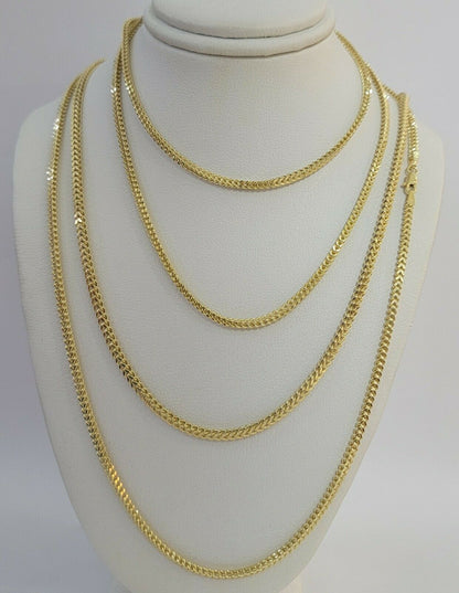 Real 10k Gold Franco chain Necklace 2.5mm 10KT Yellow Gold 16" - 26" STRONG CHAIN - Reva Jeweler