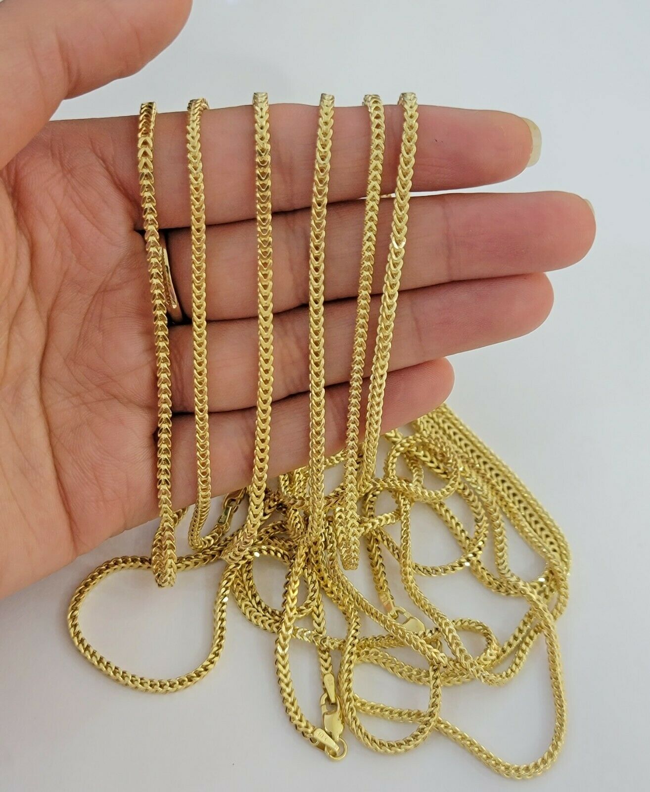 Real 10k Gold Franco chain Necklace 2.5mm 10KT Yellow Gold 16" - 26" STRONG CHAIN - Reva Jeweler