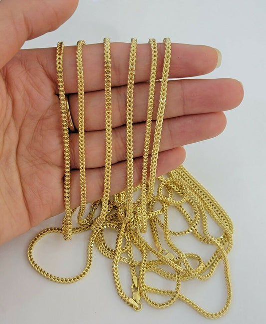 Real 10k Gold Franco chain Necklace 2.5mm 10KT Yellow Gold 16" - 26" STRONG CHAIN - Reva Jeweler