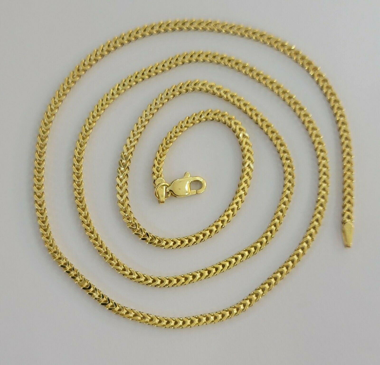 Real 10k Gold Franco chain Necklace 2.5mm 10KT Yellow Gold 16" - 26" STRONG CHAIN - Reva Jeweler