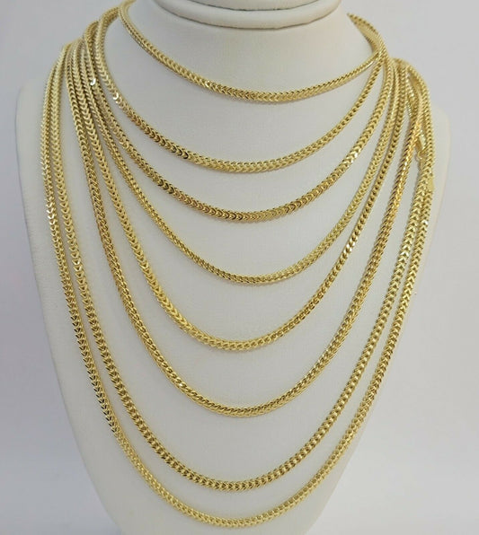 Real 10k Gold Franco chain Necklace 2.5mm 10KT Yellow Gold 16" - 26" STRONG CHAIN - Reva Jeweler