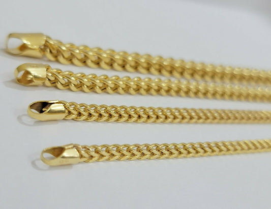 Real 10k Gold Franco Necklace Box Chain 20" - 28" Inch 3mm - 5mm 10kt Yellow Gold - Reva Jeweler