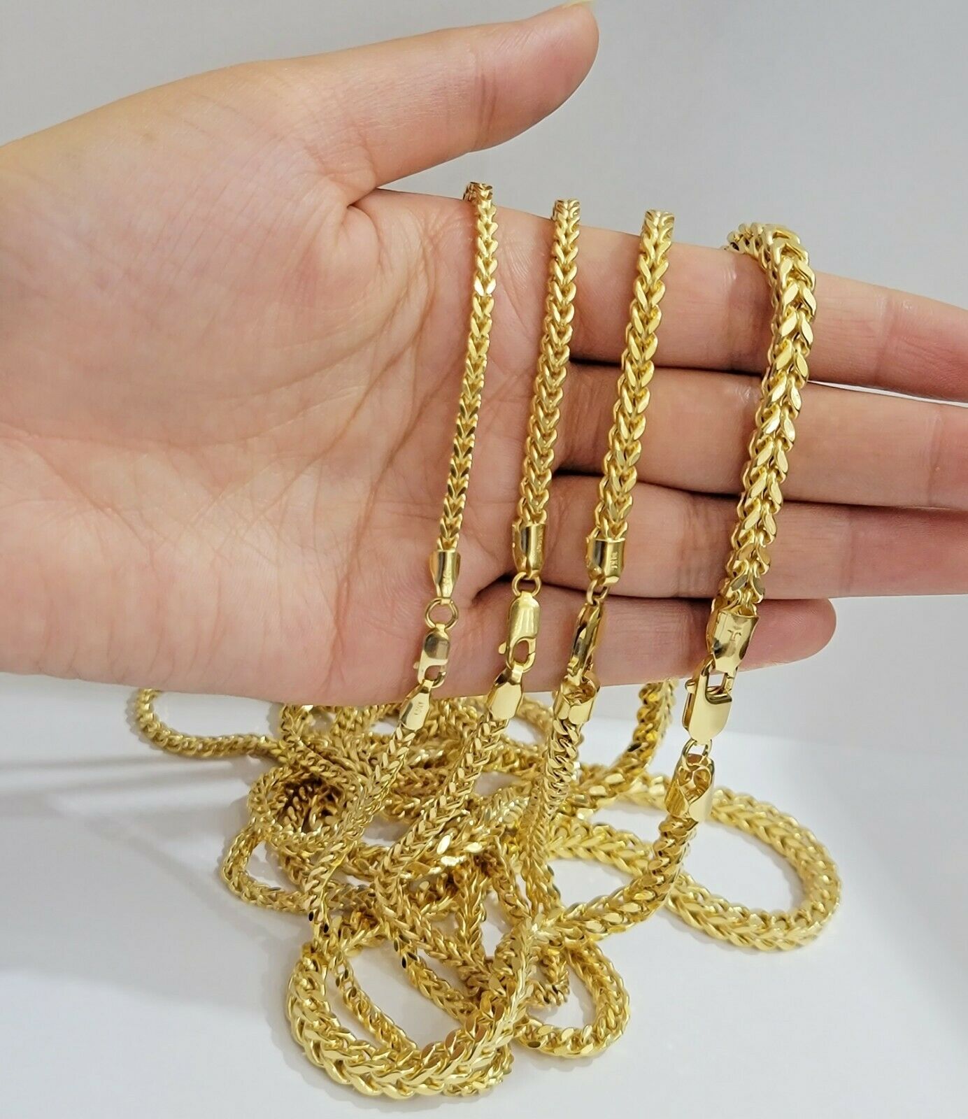 Real 10k Gold Franco Necklace Box Chain 20" - 28" Inch 3mm - 5mm 10kt Yellow Gold - Reva Jeweler