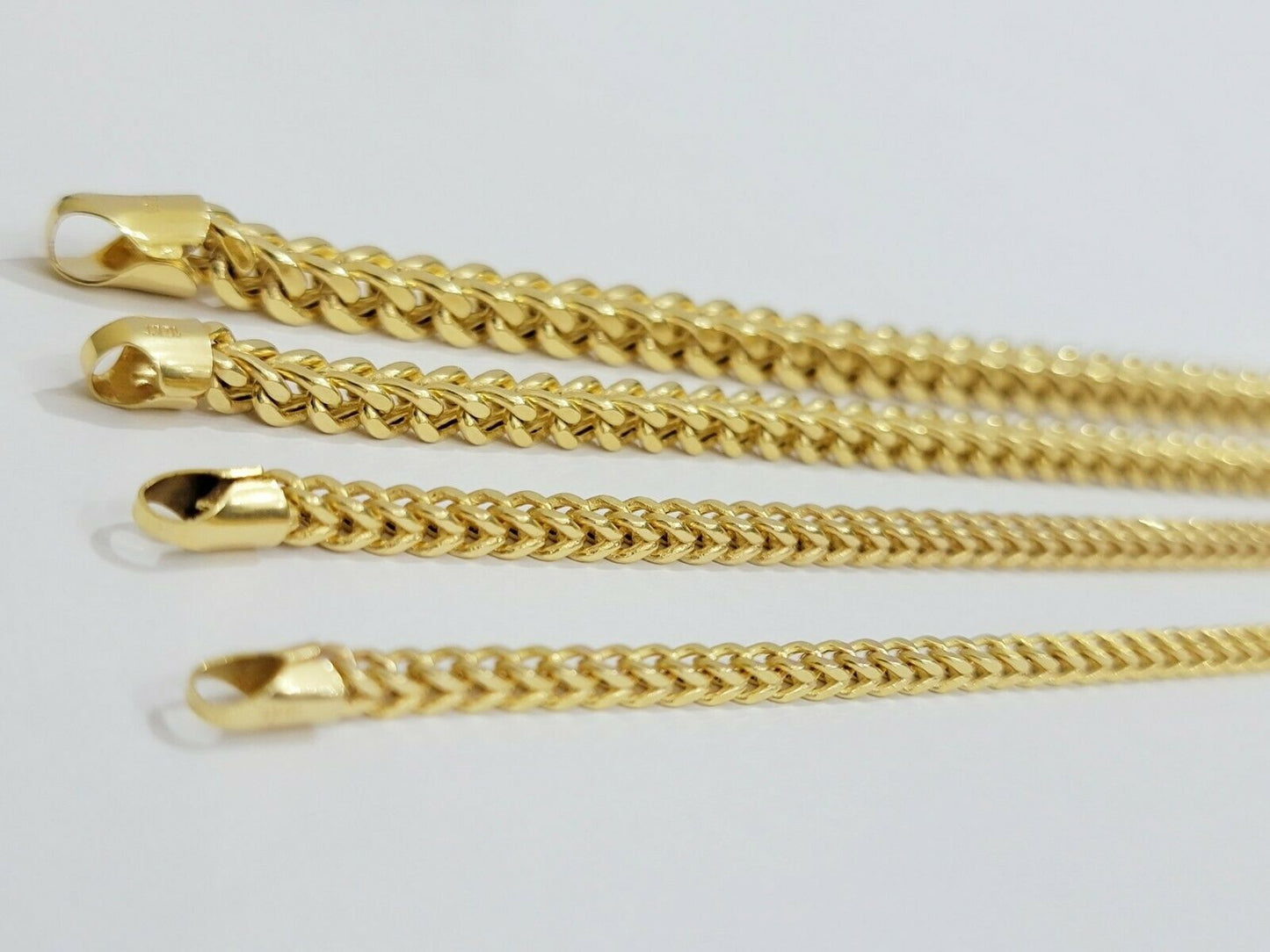 Real 10k Gold Franco Necklace Box Chain 20" - 28" Inch 3mm - 5mm 10kt Yellow Gold - Reva Jeweler