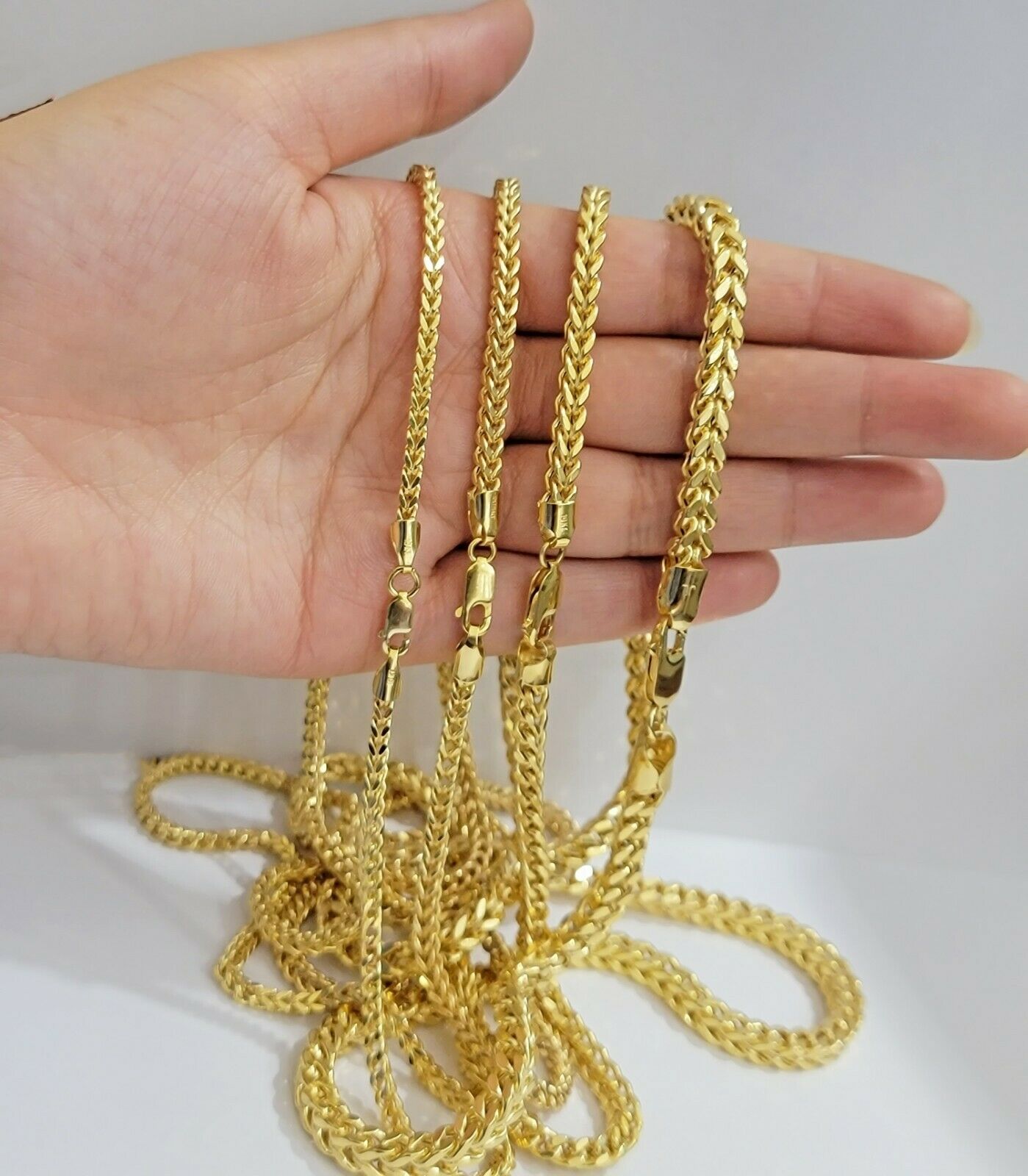Real 10k Gold Franco Necklace Box Chain 20" - 28" Inch 3mm - 5mm 10kt Yellow Gold - Reva Jeweler
