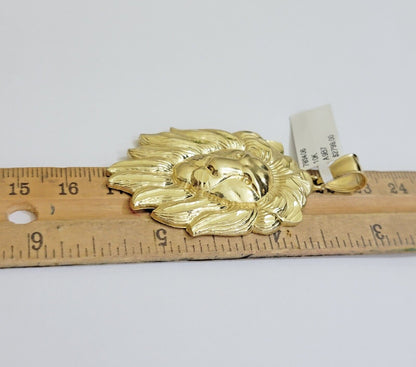 REAL 10k Gold Franco Necklace Charm Lion Head Pendant SET 20 - 26 Inch 3mm Chain - Reva Jeweler