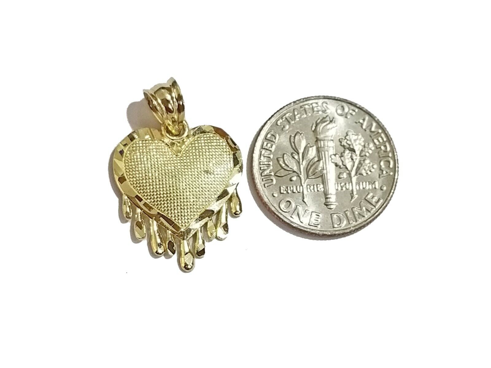 Real 10k Gold Heart Pendant Rope Chain Ladies Charm Necklace,18 20 22 24 26 28 - Reva Jeweler