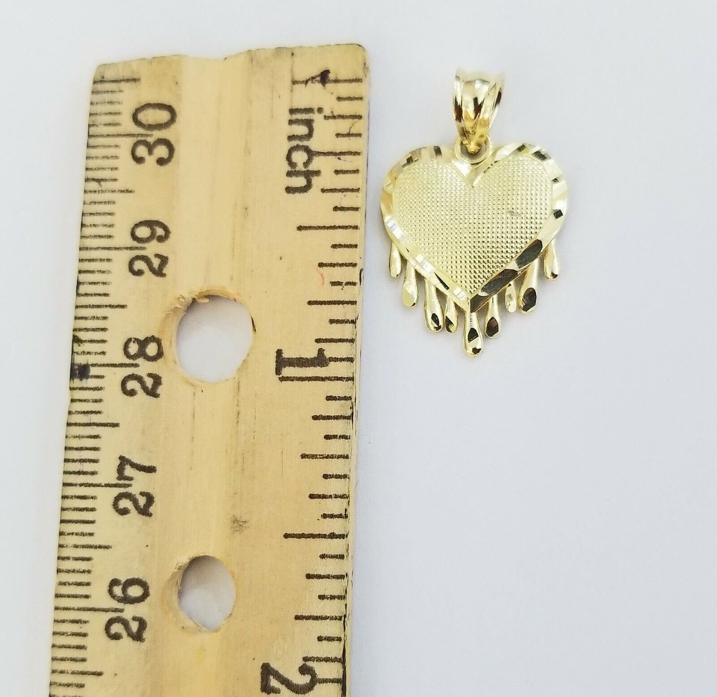 Real 10k Gold Heart Pendant Rope Chain Ladies Charm Necklace,18 20 22 24 26 28 - Reva Jeweler