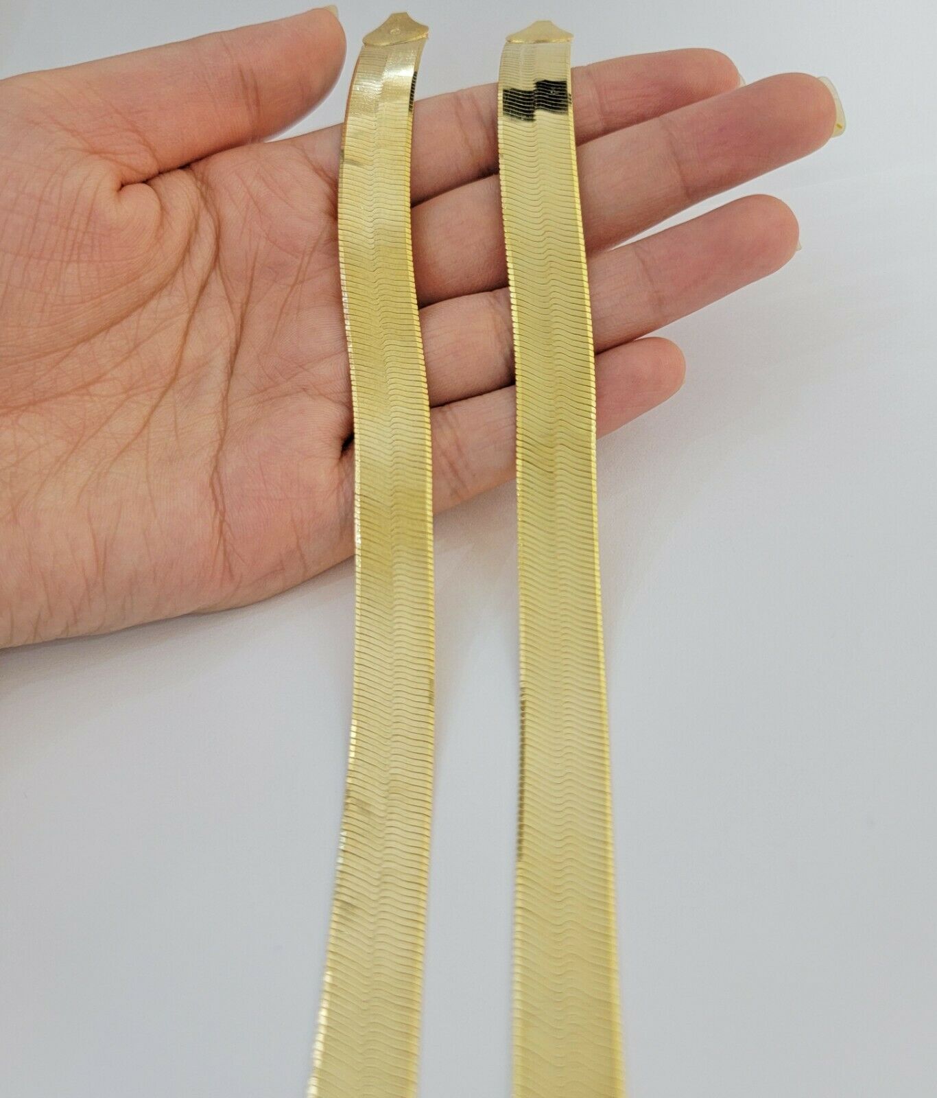 REAL 10k Gold Herringbone Chain Necklace 15mm 18" - 24" 10kt Yellow Gold SOLID - Reva Jeweler