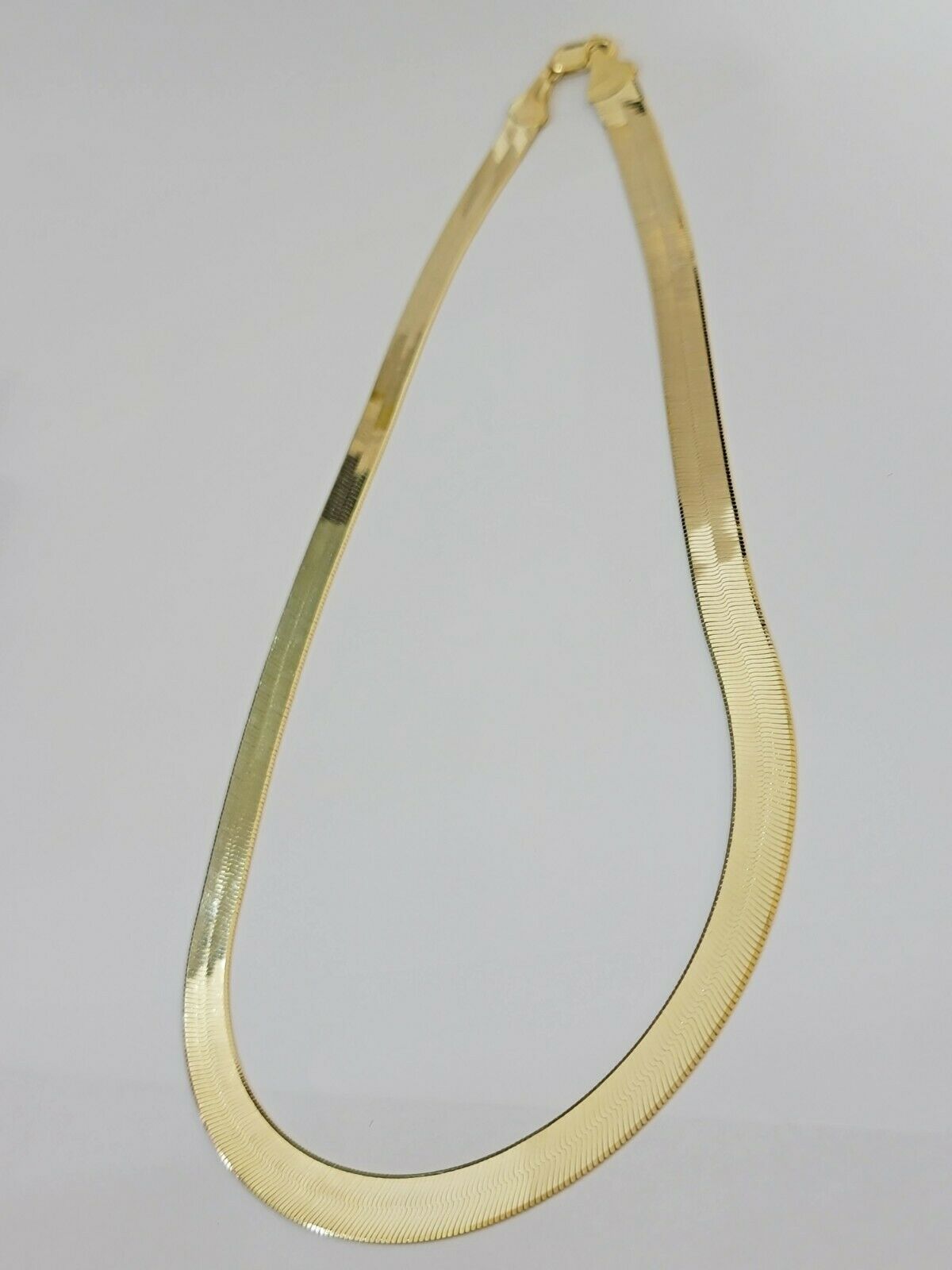 REAL 10k Gold Herringbone Chain Necklace 9mm 18" - 22" 10kt Yellow Gold SOLID - Reva Jeweler