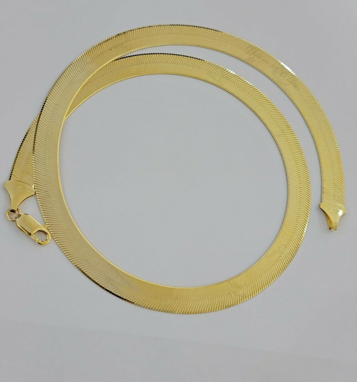 REAL 10k Gold Herringbone Chain Necklace 9mm 18" - 22" 10kt Yellow Gold SOLID - Reva Jeweler