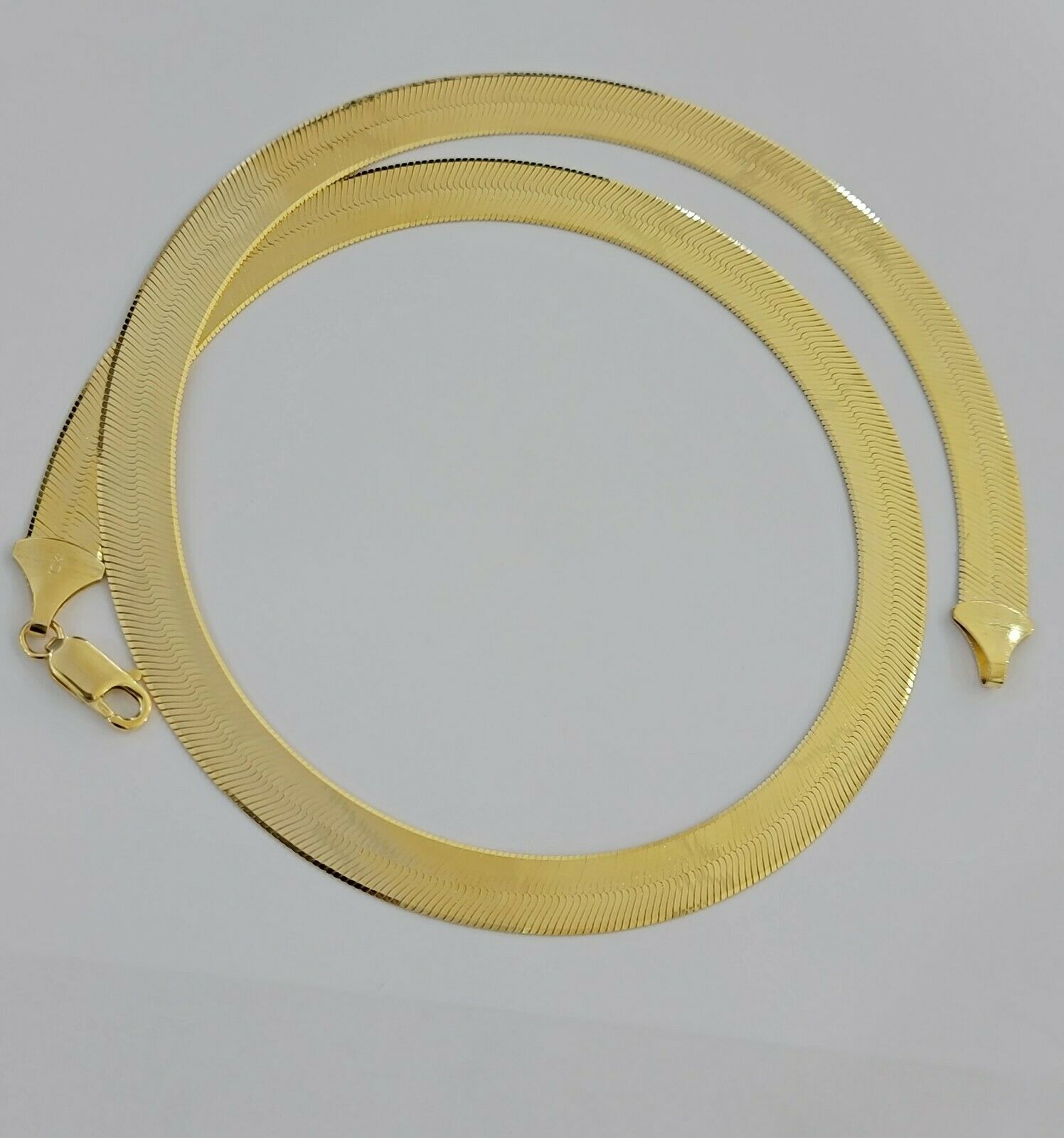 REAL 10k Gold Herringbone Chain Necklace 9mm 18" - 22" 10kt Yellow Gold SOLID - Reva Jeweler