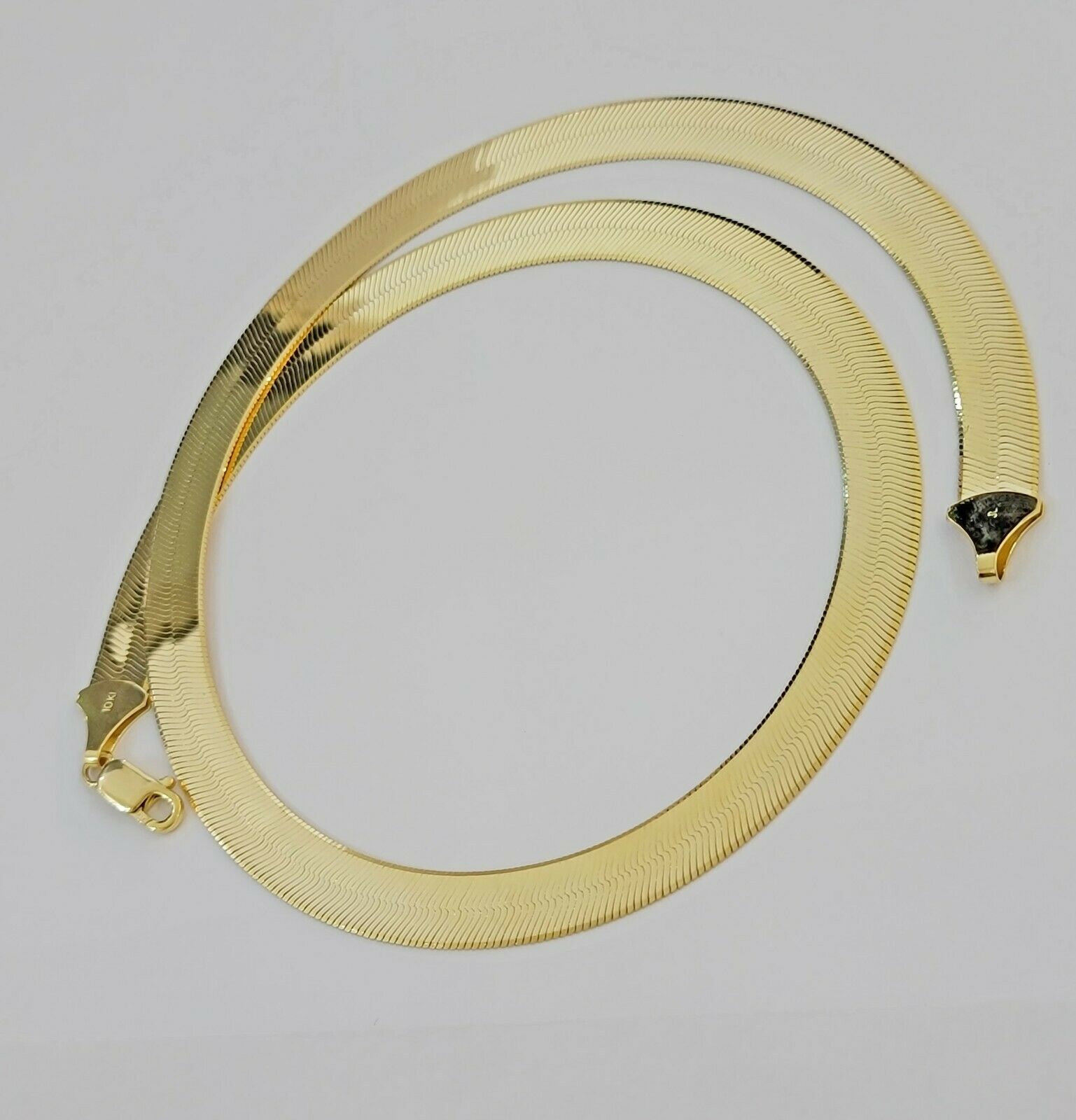 REAL 10k Gold Herringbone Chain Necklace 9mm 18" - 22" 10kt Yellow Gold SOLID - Reva Jeweler