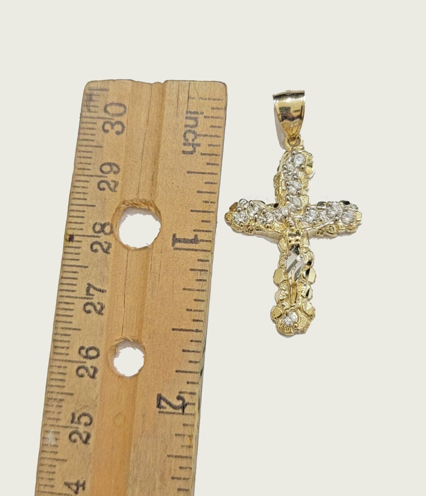 Real 10k Gold Jesus Cross Charm Chain Set Franco Necklace 2.5mm 18 - 24" Men Women - Reva Jeweler