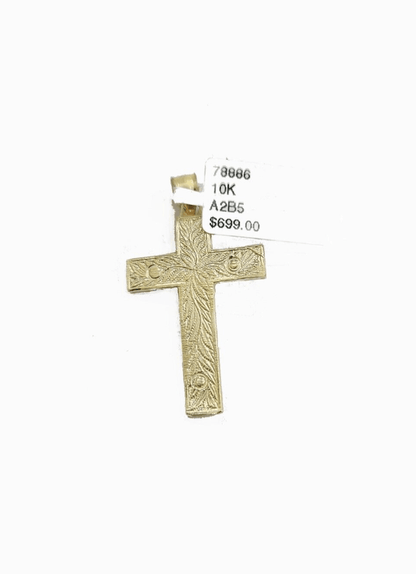 Real 10k Gold Jesus Cross Charm Pendant 10KT Yellow Gold For Chain & Necklace - Reva Jeweler
