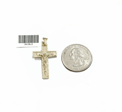 Real 10k Gold Jesus Cross Charm Pendant 10KT Yellow Gold For Chain & Necklace - Reva Jeweler