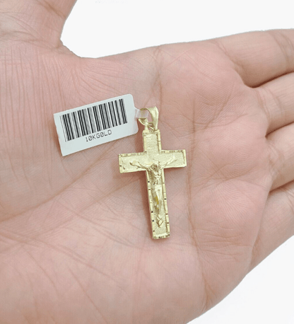 Real 10k Gold Jesus Cross Charm Pendant 10KT Yellow Gold For Chain & Necklace - Reva Jeweler