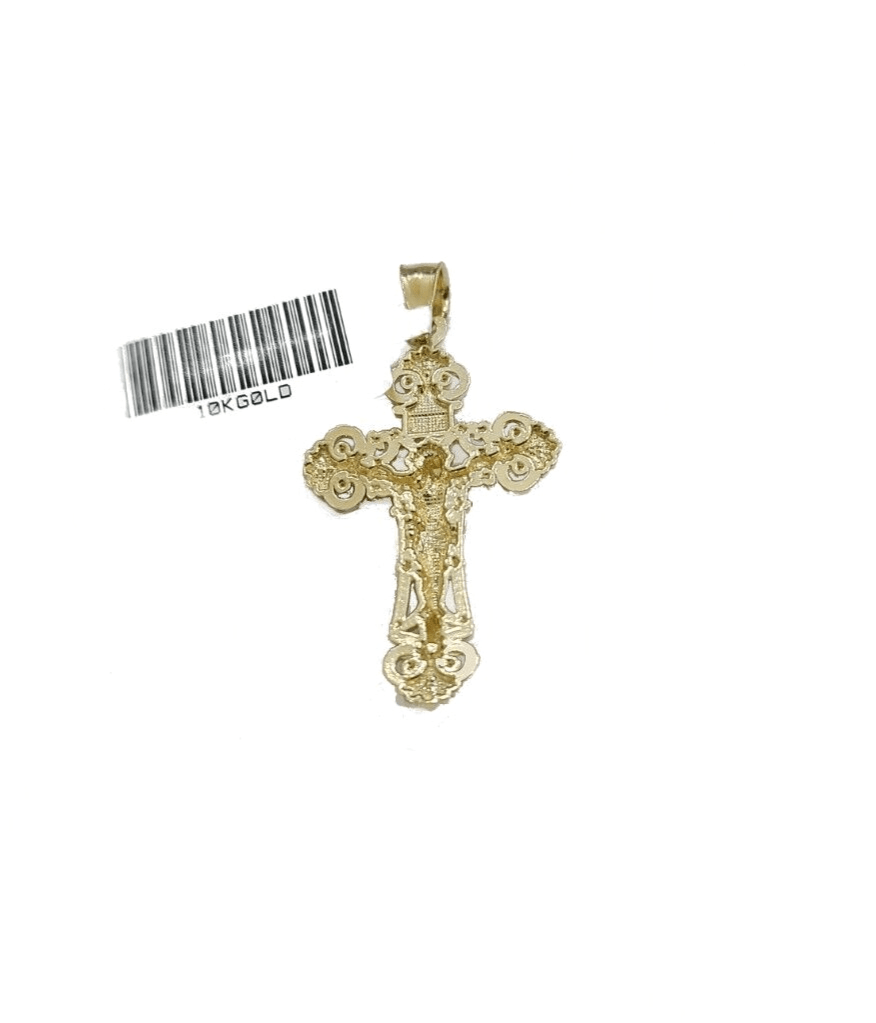 Real 10k Gold Jesus Cross Charm Pendant 10KT Yellow Gold For Chain & Necklace - Reva Jeweler