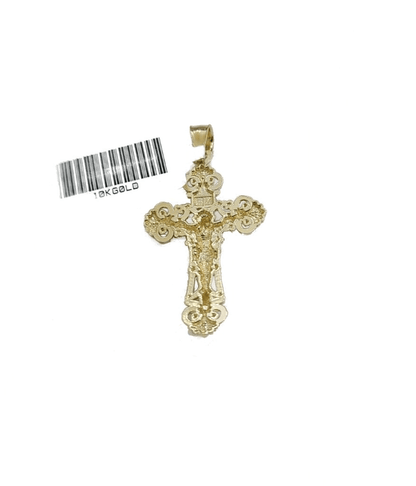 Real 10k Gold Jesus Cross Charm Pendant 10KT Yellow Gold For Chain & Necklace - Reva Jeweler