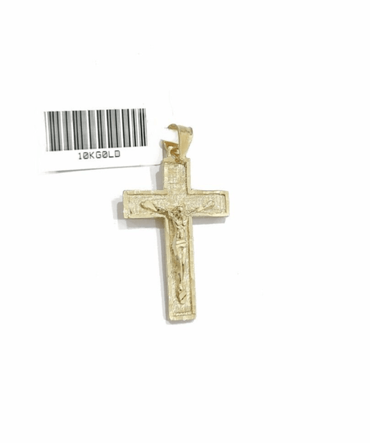 Real 10k Gold Jesus Cross Charm Pendant 10KT Yellow Gold For Chain & Necklace - Reva Jeweler