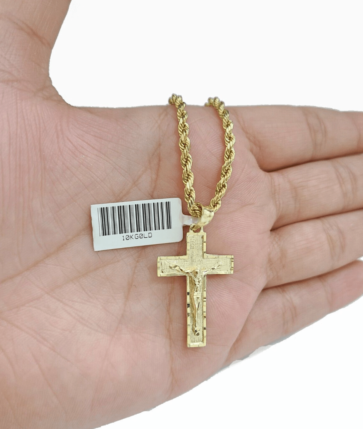 Real 10k Gold Jesus Cross Charm Pendant 10KT Yellow Gold For Chain & Necklace - Reva Jeweler