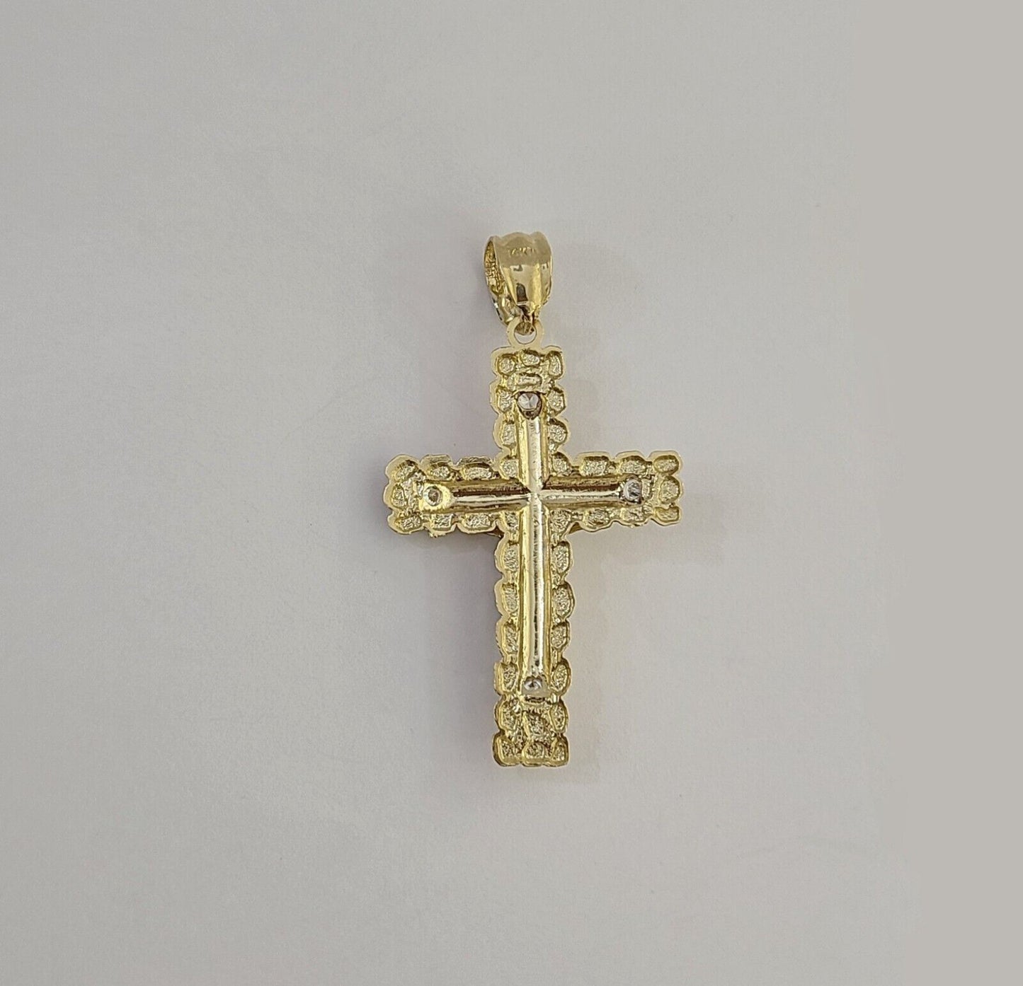Real 10k Gold Jesus Cross Pendant Charm Crucifix 2 Inch 10kt Yellow Gold For Men - Reva Jeweler