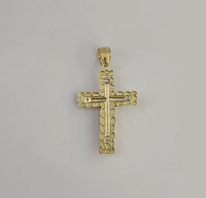 Real 10k Gold Jesus Cross Pendant Charm Crucifix 2 Inch 10kt Yellow Gold For Men - Reva Jeweler