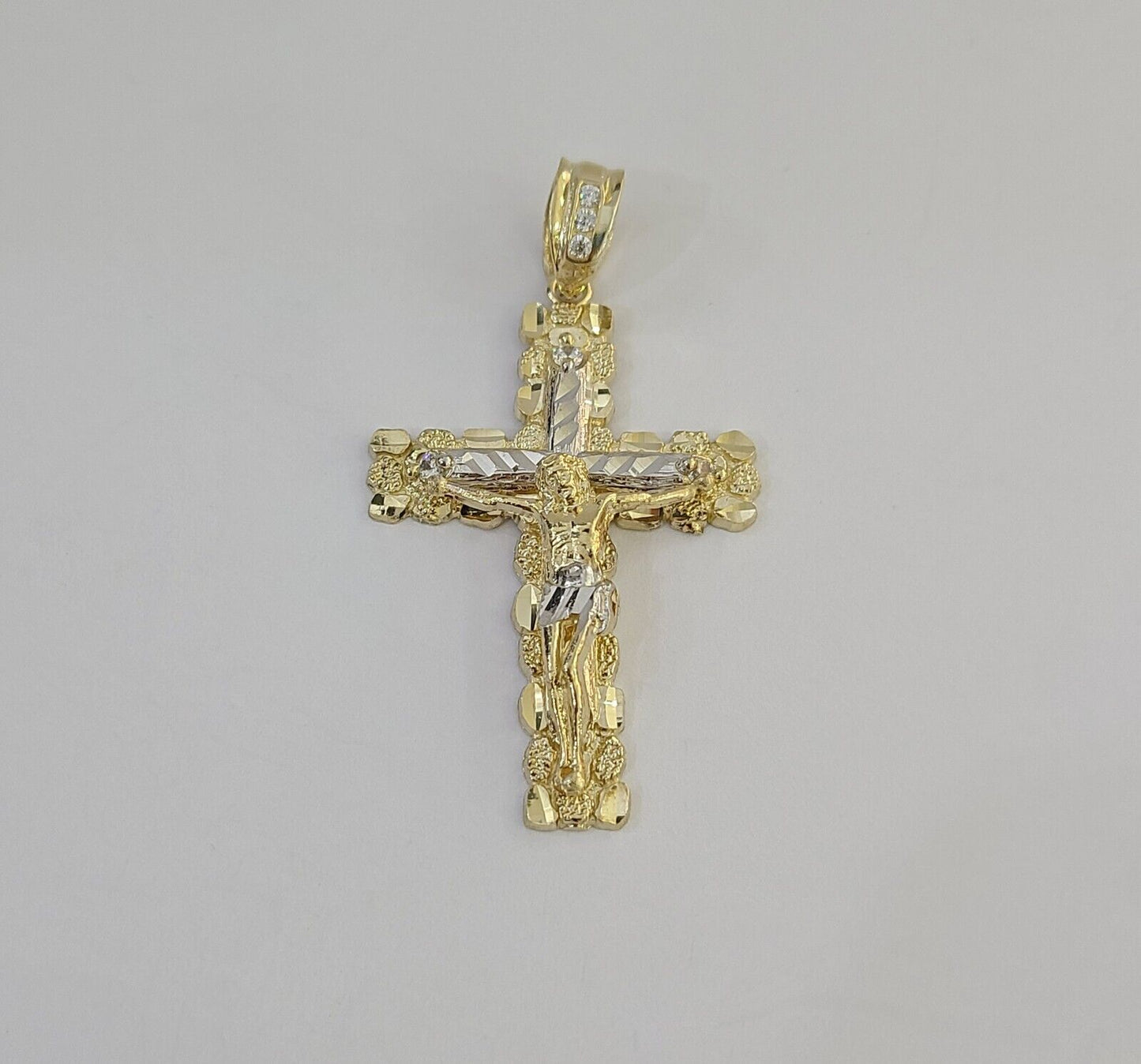Real 10k Gold Jesus Cross Pendant Charm Crucifix 2 Inch 10kt Yellow Gold For Men - Reva Jeweler