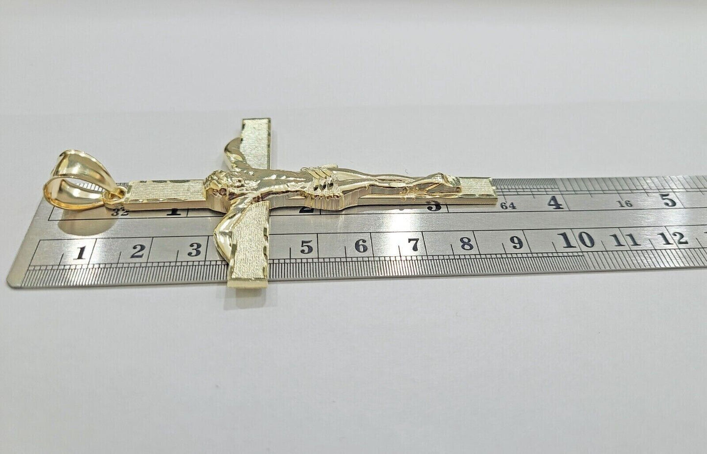 Real 10k Gold Jesus Crucifix Charm Pendant 10kt Yellow Gold Men Women - GoldenlinQ