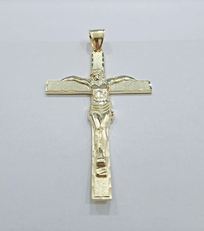 Real 10k Gold Jesus Crucifix Charm Pendant 10kt Yellow Gold Men Women - GoldenlinQ