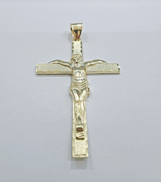 Real 10k Gold Jesus Crucifix Charm Pendant 10kt Yellow Gold Men Women - GoldenlinQ