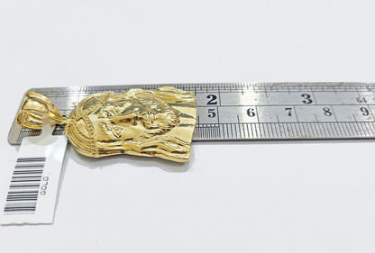 Real 10k Gold Jesus Head Charm Pendant 1.5'' Inch 10KT Yellow Gold - GoldenlinQ