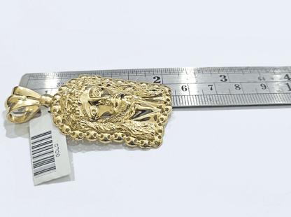 Real 10k Gold Jesus Head Charm Pendant 2'' Inch 10KT Yellow Gold - GoldenlinQ