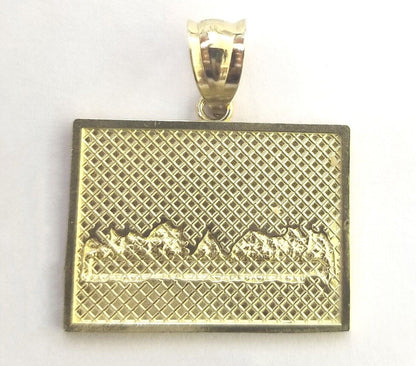 Real 10k Gold Last Supper Charm Chain Miami Cuban Link Necklace 4mm 24 Inch SET - Reva Jeweler
