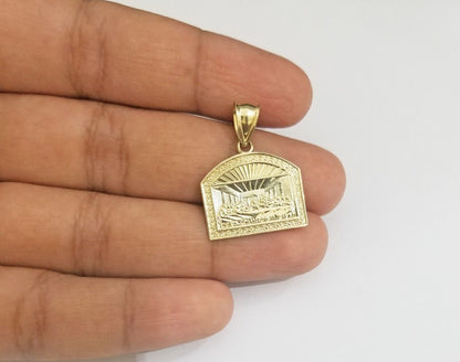 Real 10k Gold Last Supper Charm Dome shape Pendant 10kt Yellow Gold - GoldenlinQ