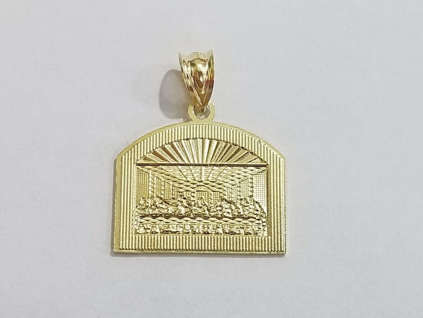 Real 10k Gold Last supper Charm Rope 2.5mm Chain Pendant ,18 20 22 24 26 28 Inch - Reva Jeweler